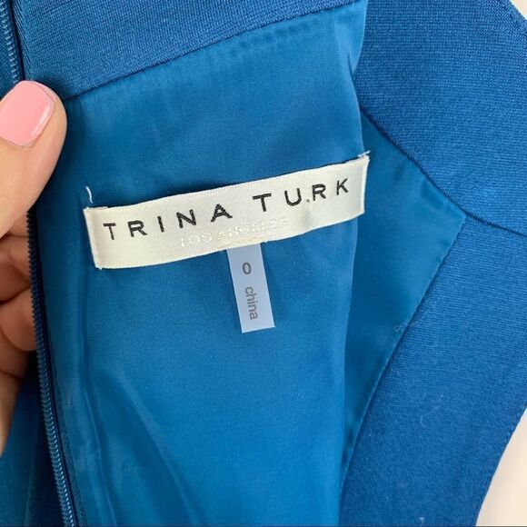 TRINA TURK Peacock Blue Shift Dress Keyhole Front - Picture 8 of 12